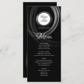 Elegantes Schwarz/Weiß mit Silberring Menükarte (Vorne/Hinten)