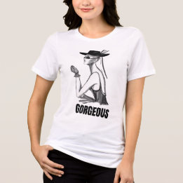 Elegantes Schwarz-Weiß-Modeillustrations-Shirt | G Tri-Blend Shirt