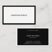 Elegantes Schwarz/Weiß Modernes Berufliches Schlic Visitenkarte (Vorne/Hinten)