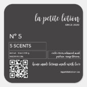 Elegantes schwarz-weiß-modernes Cosmetic-Flaschene Quadratischer Aufkleber (Vorderseite)