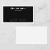 Elegantes Schwarz-weiß Modernes Design Beruflich Visitenkarte (Vorne/Hinten)