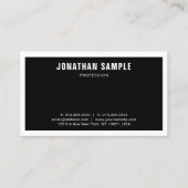 Elegantes Schwarz-weiß Modernes Design Beruflich Visitenkarte (Vorderseite)