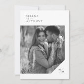 Elegantes Schwarz/Weiß Modernes Foto Hochzeit Einladung (Vorderseite)