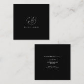 Elegantes Schwarz & Weiß, modernes Skript Quadratische Visitenkarte (Vorne/Hinten)