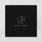 Elegantes Schwarz & Weiß, modernes Skript Quadratische Visitenkarte (Vorderseite)