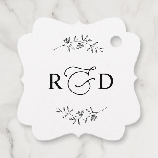 Elegantes Schwarz-Weiß Monogram Vielen Dank für Ih Geschenkanhänger (Rückseite)