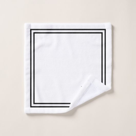 Elegantes Schwarz-Weiß-Monogramm Badhandtuch Set (Waschlappen)