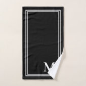 Elegantes Schwarz-Weiß-Monogramm Badhandtuch Set (Handtuch)