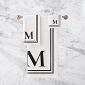 Elegantes Schwarz-Weiß-Monogramm Badhandtuch Set
