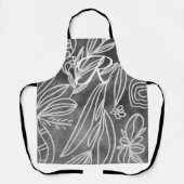 Elegantes Schwarz-Weiß-Monogramm-Blätter Zeichnend Schürze (Vorderseite)
