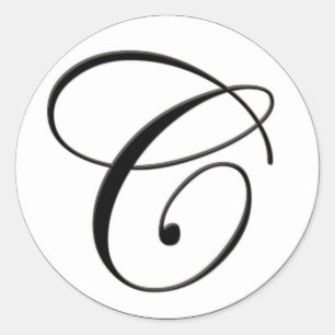 Elegantes Schwarz-Weiß-Monogramm C Runder Aufkleber