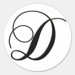 Elegantes Schwarz-Weiß-Monogramm D Runder Aufkleber