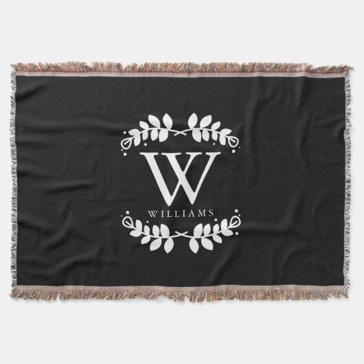 Elegantes Schwarz-Weiß-Monogramm Decke (Vorderseite)