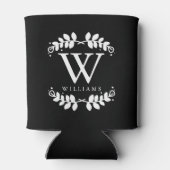 Elegantes Schwarz-Weiß-Monogramm Dosenkühler (Rückseite)