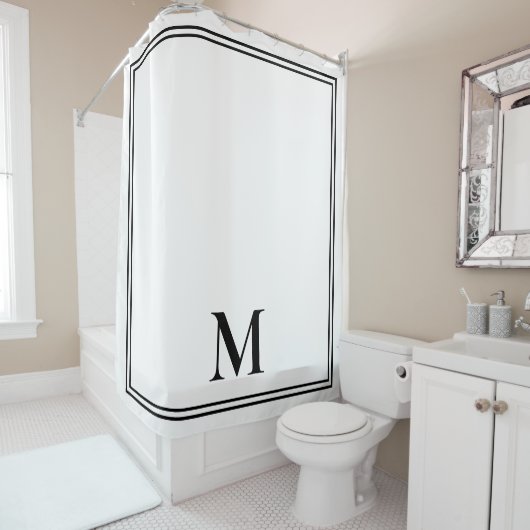 Elegantes Schwarz-Weiß-Monogramm Duschvorhang (Beispiel)