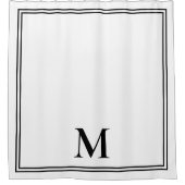 Elegantes Schwarz-Weiß-Monogramm Duschvorhang (Vorderseite)