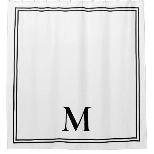Elegantes Schwarz-Weiß-Monogramm Duschvorhang (Vorderseite)