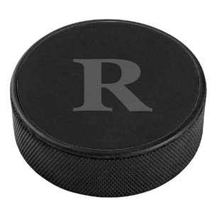 Elegantes Schwarz-Weiß-Monogramm Eishockey Puck
