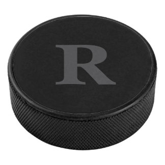 Elegantes Schwarz-Weiß-Monogramm Eishockey Puck