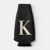 Elegantes Schwarz-Weiß-Monogramm Flaschenkühler (Vorderseite)