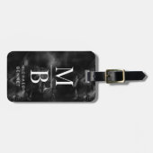 Elegantes Schwarz-Weiß-Monogramm Gepäckanhänger (Vorderseite horizontal)