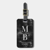 Elegantes Schwarz-Weiß-Monogramm Gepäckanhänger (Vorderseite vertikal)