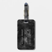 Elegantes Schwarz-Weiß-Monogramm Gepäckanhänger (Rückseite vertikal)