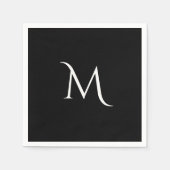 Elegantes Schwarz-Weiß-Monogramm-Hochzeit Serviette (Vorderseite)