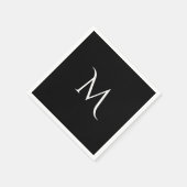 Elegantes Schwarz-Weiß-Monogramm-Hochzeit Serviette (Ecke)