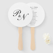 Elegantes Schwarz-Weiß-Monogramm-Hochzeitsprogramm Fächer (Vorne und Hinten)