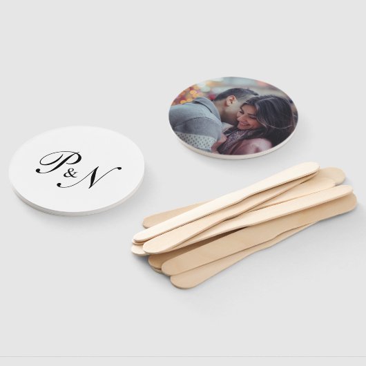 Elegantes Schwarz-Weiß-Monogramm-Hochzeitsstift Fächer (Non-assembled)