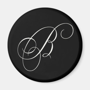 Elegantes Schwarz-Weiß-Monogramm - Initial B Magnet