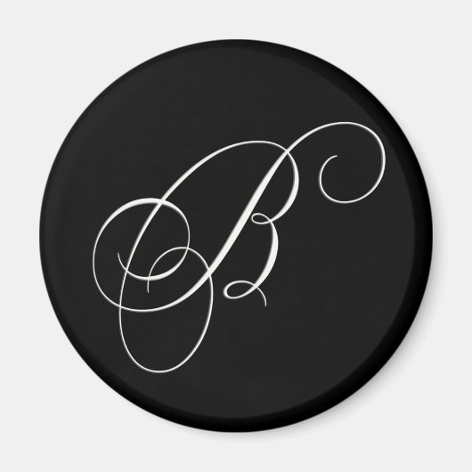 Elegantes Schwarz-Weiß-Monogramm - Initial B Magnet (Vorne)
