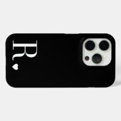 Elegantes Schwarz-Weiß-Monogramm-Initial Case-Mate iPhone Hülle (Rückseite (Horizontal))