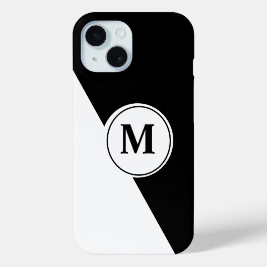 Elegantes Schwarz-Weiß-Monogramm-iPhone-Case Case-Mate iPhone Hülle (Rückseite)