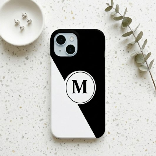 Elegantes Schwarz-Weiß-Monogramm-iPhone-Case Case-Mate iPhone Hülle