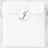 Elegantes Schwarz-Weiß-Monogramm J Runder Aufkleber (Tasche)
