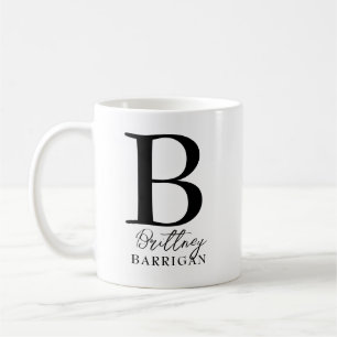 Elegantes Schwarz-Weiß-Monogramm Kaffeetasse
