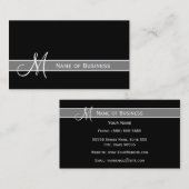 Elegantes Schwarz-Weiß-Monogramm mit Namen Visitenkarte (Vorne/Hinten)