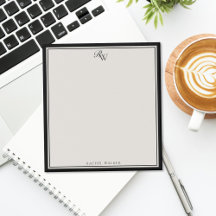 Elegantes Schwarz-Weiß-Monogramm mit zwei Rändern