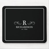 Elegantes Schwarz-Weiß-Monogramm-Mousepad Mousepad (Vorne)