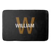 Elegantes Schwarz-Weiß-Monogramm Name Badematte (Vorderseite)