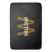 Elegantes Schwarz-Weiß-Monogramm Name Badematte (Vorderseite Vertikal)