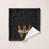 Elegantes Schwarz-Weiß-Monogramm Name Badhandtuch Set (Waschlappen)