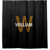 Elegantes Schwarz-Weiß-Monogramm Name Duschvorhang (Vorderseite)