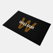 Elegantes Schwarz-Weiß-Monogramm Name Fußmatte (Schrägansicht)