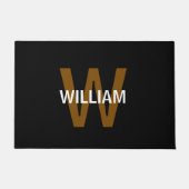 Elegantes Schwarz-Weiß-Monogramm Name Fußmatte (Vorderseite)