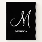 Elegantes Schwarz-Weiß-Monogramm Notizblock (Rückseite)