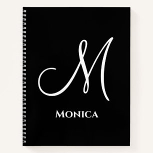 Elegantes Schwarz-Weiß-Monogramm  Notizblock