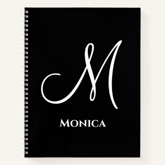 Elegantes Schwarz-Weiß-Monogramm Notizblock (Vorderseite)